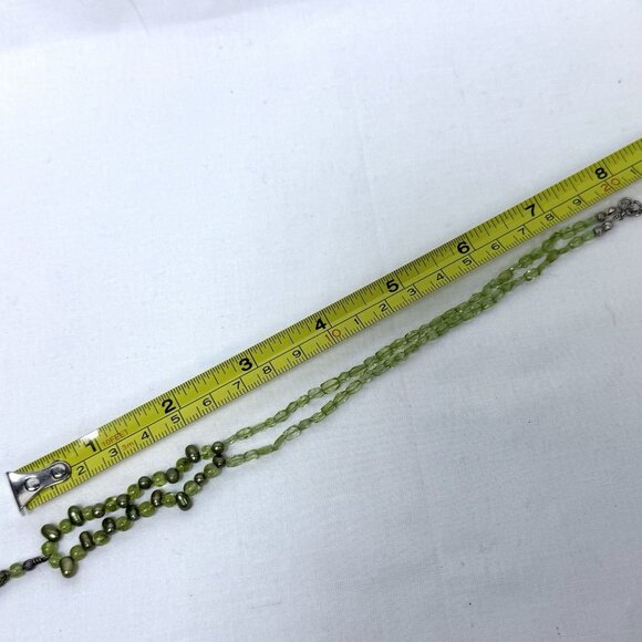 Green Glass Crystal Bead Freshwater Pearl Necklace 925 Silver - Picture 9 of 11